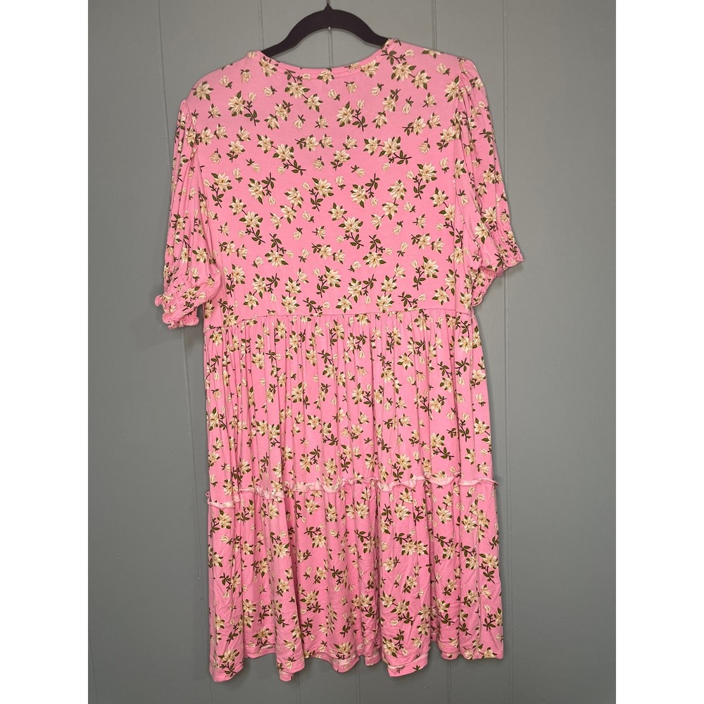 Draper James Pink Floral Tiered Ruffle Sleeve Dress Womens XL - Picture 2 of 7